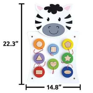 SPARK & WOW Zebra Activity Wall Panel - Toddler Activity Center - Wall-Mounted Toy for Kids Aged 18M+ - Decor for Bedrooms and Play Areas