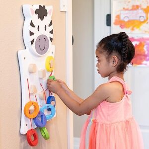 SPARK & WOW Zebra Activity Wall Panel - Toddler Activity Center - Wall-Mounted Toy for Kids Aged 18M+ - Decor for Bedrooms and Play Areas