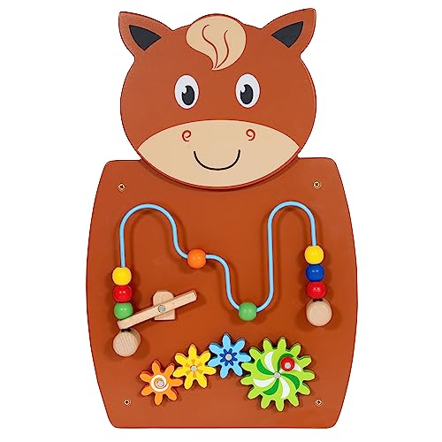 SPARK & WOW Horse Activity Wall Panel - Toddler Activity Center - Wall-Mounted Toy for Kids Aged 18M+ - Decor for Bedrooms and Play Areas