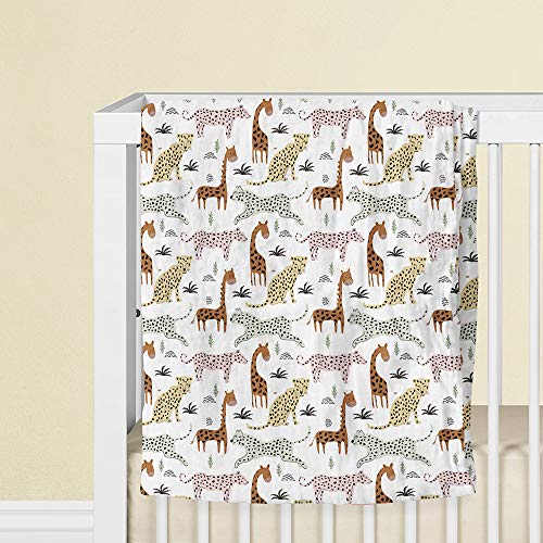 Aenne Baby Muslin Swaddle Blanket for Boys & Girls, Infant Toddler Quilt, Luxurious Wrap, Soft and Silky Stroller & Nursing Cover, Safari Animals Giraffe Cheetah Lion Blankie, Large 47"x 47", 1 Pack