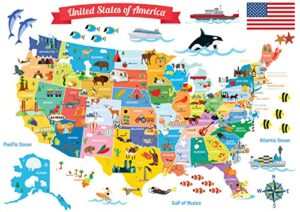 decowall sg-1906 usa map kids wall stickers wall decals peel and stick removable wall stickers for kids nursery bedroom living room décor