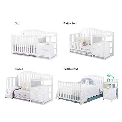 Sorelle Furniture Berkley Round Top Crib, Classic 4-in-1 Convertible Crib, Made of Wood, Non-Toxic Finish, Wooden Baby Bed, Toddler Bed, Child’s Daybed and Full-Size Bed, Nursery Furniture-White