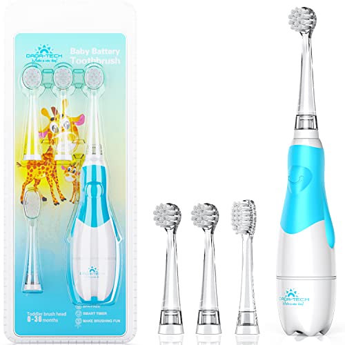 DADA-TECH Baby Electric Toothbrush, Toddler Teeth Brushes with Smart LED Timer and Sonic Technology for Infants Ages 0-3 Years (Blue)