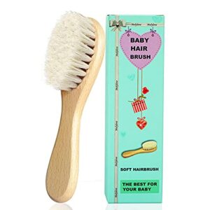 molylove wooden baby hair brush for newborns & toddlers, super soft goat bristles hair brush, toddler hair brush,ideal for cradle cap, perfect baby registry gift
