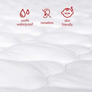 Waterproof Pack N Play Mattress Pad Protector, Cotton Fabric Absorbent and Soft Pack and Play Sheets, Fits Graco Play Yards, Baby Portable Mini Cribs and Foldable Mini Crib Mattress Sheets Cover