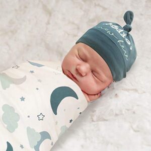 Baby Cotton Swaddle Blanket Wrap with Headband or Hat Set for Baby Girls, Boys Newborns and Infants 0-6 Months (Starry)