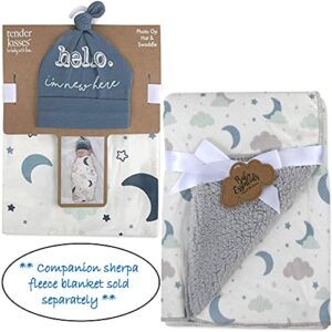 Baby Cotton Swaddle Blanket Wrap with Headband or Hat Set for Baby Girls, Boys Newborns and Infants 0-6 Months (Starry)