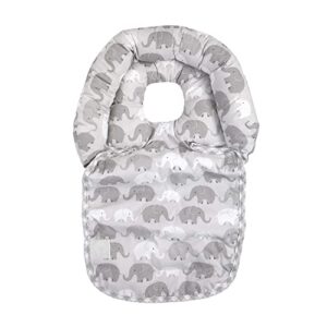 boppy head support noggin nest, gray elephant plaid, for 3- or 5-point harness systems, helps prop baby’s head in bouncers, strollers and swings, 0-4 months