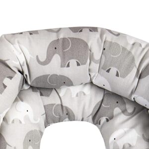 Boppy Head Support Noggin Nest, Gray Elephant Plaid, For 3- or 5-point Harness Systems, Helps Prop Baby’s Head In Bouncers, Strollers And Swings, 0-4 months