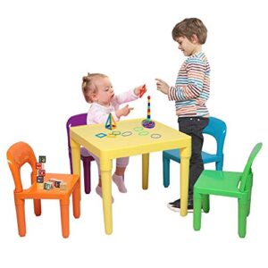 frithjill kids plastic table and chair set,art play-room little kid children furniture accessories(4 childrens seats with 1 tables sets),fit for 3-8 years old