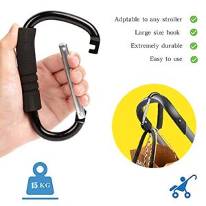 Funbliss Stroller Hooks by Baby，2 Pack Convenient Organizer Hook Bag Clips to Diaper Bags Clothing,Purses,Groceries,Great Hook Set for Mommy When Walking or Shopping(Black)