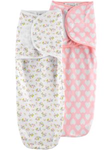 simple joys by carter's baby girls' 2-pack swaddle blankets