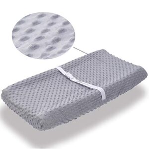 soft and comfy minky dot changing pad cover for baby, 32"x16"x4" (grey)