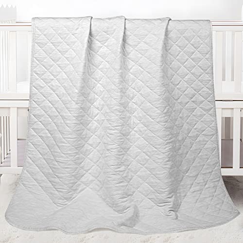 Zenssia Organic Cotton Baby Blanket Warm, Breathable and Super Soft Quilted Toddler Blanket for Boys and Girls - Thermal Crib Blanket Thick and Light Weight 39''x47'' Large - Gray