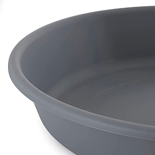 The HC Companies 14 Inch Round Plastic Classic Plant Saucer - Indoor Outdoor Plant Trays for Pots - 14"x14"x2.5" Warm Gray