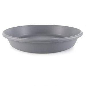 the hc companies 10 inch round plastic classic plant saucer - indoor outdoor plant trays for pots - 10.75"x10.75"x1.75" warm gray