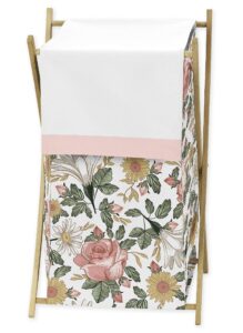 sweet jojo designs vintage floral boho baby kid clothes laundry hamper - blush pink, yellow, green and white shabby chic rose flower farmhouse