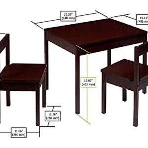 Amazon Basics Solid Wood Kiddie Table With Two Chairs, 3 Piece Set, Espresso