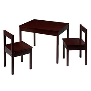 Amazon Basics Solid Wood Kiddie Table With Two Chairs, 3 Piece Set, Espresso