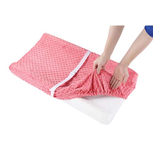 Baby Changing Pad Cover, Super Soft Minky Dot Diaper Changing Table Covers for Baby Girls and Boys, Ultra Comfortable, Safe for Babies, Fit 32"/34'' x 16" Pad (Strawberry Red)