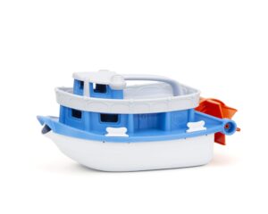 green toys paddle boat, blue/grey - pretend play, motor skills, kids bath toy floating pouring vehicle. no bpa, phthalates, pvc. dishwasher safe, recycled plastic, made in usa.
