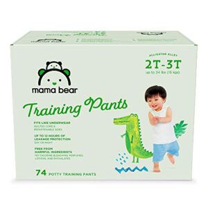 amazon brand - mama bear training pants for boys 3t-4t, 66 count, multicolor, animal print