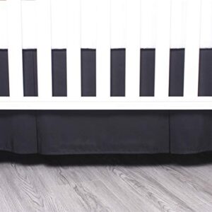 belsden black crib skirt with durable woven platform, both long sides pleated, split corners dust ruffle for easy placement on bed board frame, 14 inches (36cm) length drop, black color