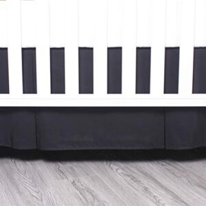 Belsden Black Crib Skirt with Durable Woven Platform, Both Long Sides Pleated, Split Corners Dust Ruffle for Easy Placement on Bed Board Frame, 14 inches (36cm) Length Drop, Black Color