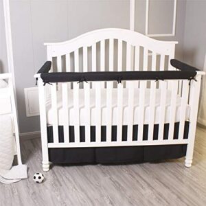 Belsden Black Crib Skirt with Durable Woven Platform, Both Long Sides Pleated, Split Corners Dust Ruffle for Easy Placement on Bed Board Frame, 14 inches (36cm) Length Drop, Black Color