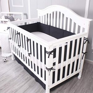 Belsden Black Crib Skirt with Durable Woven Platform, Both Long Sides Pleated, Split Corners Dust Ruffle for Easy Placement on Bed Board Frame, 14 inches (36cm) Length Drop, Black Color