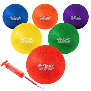 gosports playground balls for kids (heavy duty set of 6) with carry bag and ball pump (choose 8.5” or 10” sizes)