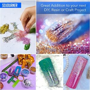 Chunky Holographic Body Glitter I 16 Colors + Glitter Glue for Face Glitter Makeup, Hair, Eye & Fine Glitter Eyeshadow - Perfect for Halloween, Slime, Resin, Tumblers, Craft, Cosmetic & Nail Art