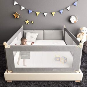 angelloong extra long bed rails for toddlers, folding bed safety rail for baby, crib guardrail for kids with dual lock (70" - 1 side only)