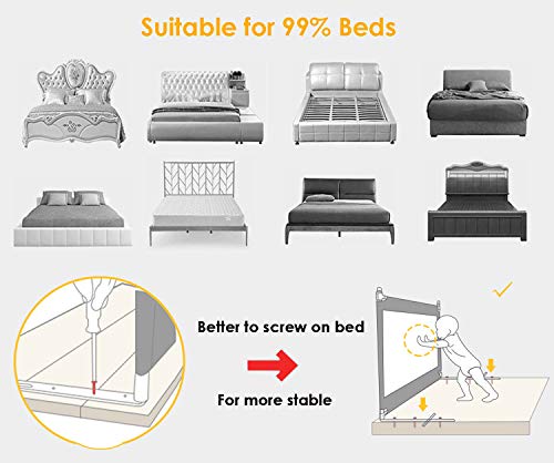 ANGELLOONG Extra Long Bed Rails for Toddlers, Folding Bed Safety Rail for Baby, Crib Guardrail for Kids with Dual Lock (70" - 1 Side only)