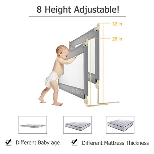 ANGELLOONG Extra Long Bed Rails for Toddlers, Folding Bed Safety Rail for Baby, Crib Guardrail for Kids with Dual Lock (70" - 1 Side only)