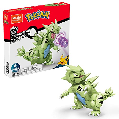 ​MEGA Pokémon Tyranitar building set with 396 compatible bricks and pieces, toy gift set