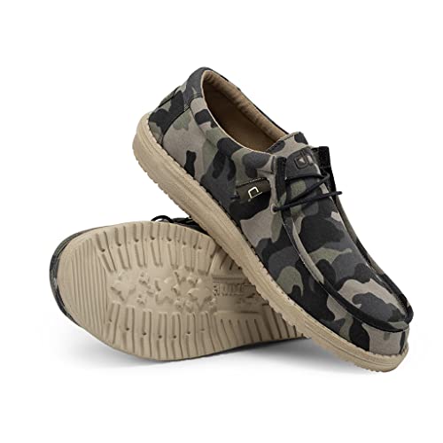 Hey Dude Men's Wally Camo Size 11 | Men’s Shoes | Men's Lace Up Loafers | Comfortable & Light-Weight