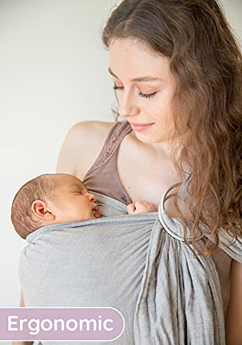 Baby Sling and Ring Sling 100% Cotton Muslin Infant Carrier, Ring Sling Baby Carrier Front and Chest Newborn Carrier Baby Carrier Wrap, Toddler Carrier – Grey