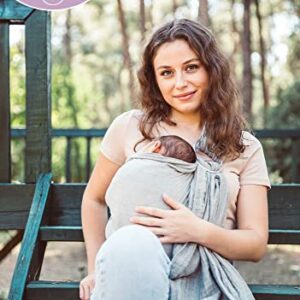Baby Sling and Ring Sling 100% Cotton Muslin Infant Carrier, Ring Sling Baby Carrier Front and Chest Newborn Carrier Baby Carrier Wrap, Toddler Carrier – Grey