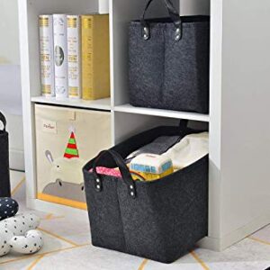 GUOZI Storage Basket, [2 Pack] Collapsible Rectangular Felt Storage Bins with PU Handles, Large Laundry Basket Storage Solution for Office Nursery Wardrobe Bookshelf Bedroom Keepsake Toys