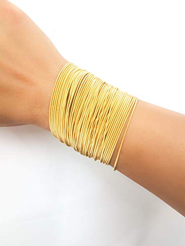 Gold Guitar String Coil Bracelets Stack Stainless Steel Set Layered Thin