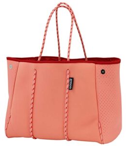qogir neoprene multipurpose beach bag tote with inner zipper pocket (coral, large)