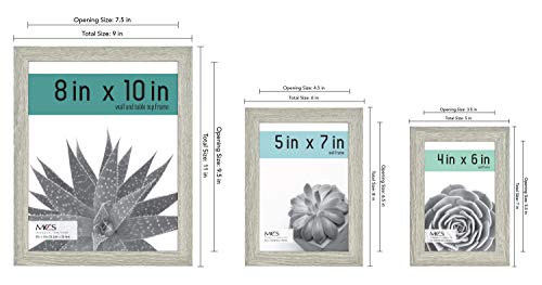 MCS Gallery Essential Picture Frames, Photo Gallery Wall Frame Set with 4 x 6 Inch, 5 x 7 Inch, and 8 x 10 Inch Frames, Gray Woodgrain, 10 Piece