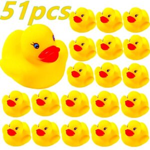 dztian 51-pieces float & squeak mini rubber duck baby bath ducky sound showertoys for kids celebrate the joy of the children