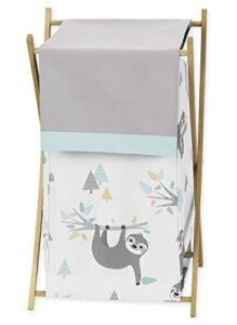 sweet jojo designs blue and grey jungle sloth leaf baby kid clothes laundry hamper - turquoise, gray and green botanical rainforest