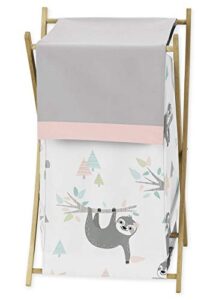sweet jojo designs pink and grey jungle sloth leaf baby kid clothes laundry hamper - blush, turquoise, gray and green botanical rainforest