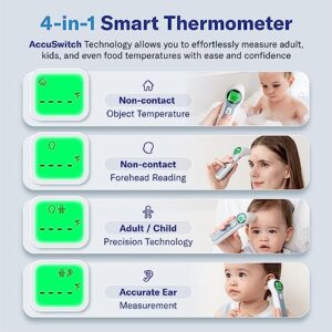 Alcedo Forehead and Ear Thermometer for Adults, Kids, and Baby | Digital Infrared Thermometer for Fever | Touchless, Instant Read, Medical Grade | Pouch and Batteries Included