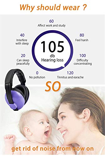 Baby Ear Protection Noise Cancelling Headphones, Comfortable and Adjustable Noise Reduction Earmuffs, Infants Hearing Safe Protect Headphone, for Concerts Fireworks, 0 - 5 Years Baby and Kids (purple)