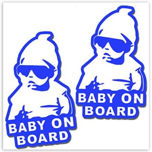 2 x Vinyl Self-Adhesive Stickers Hangover Baby on Board Decal Funny Blue Car Window Auto B 168