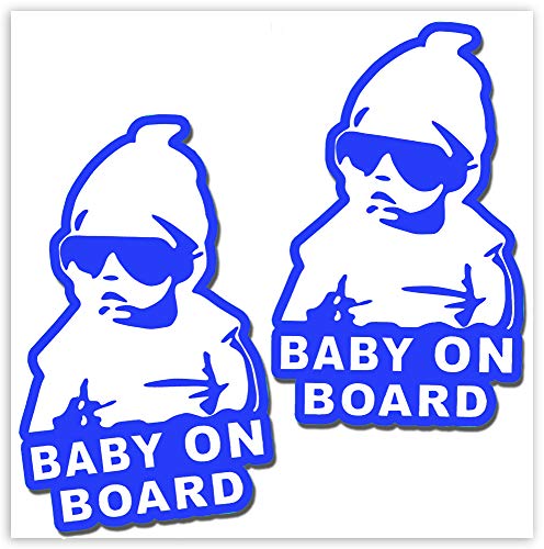 2 x Vinyl Self-Adhesive Stickers Hangover Baby on Board Decal Funny Blue Car Window Auto B 168